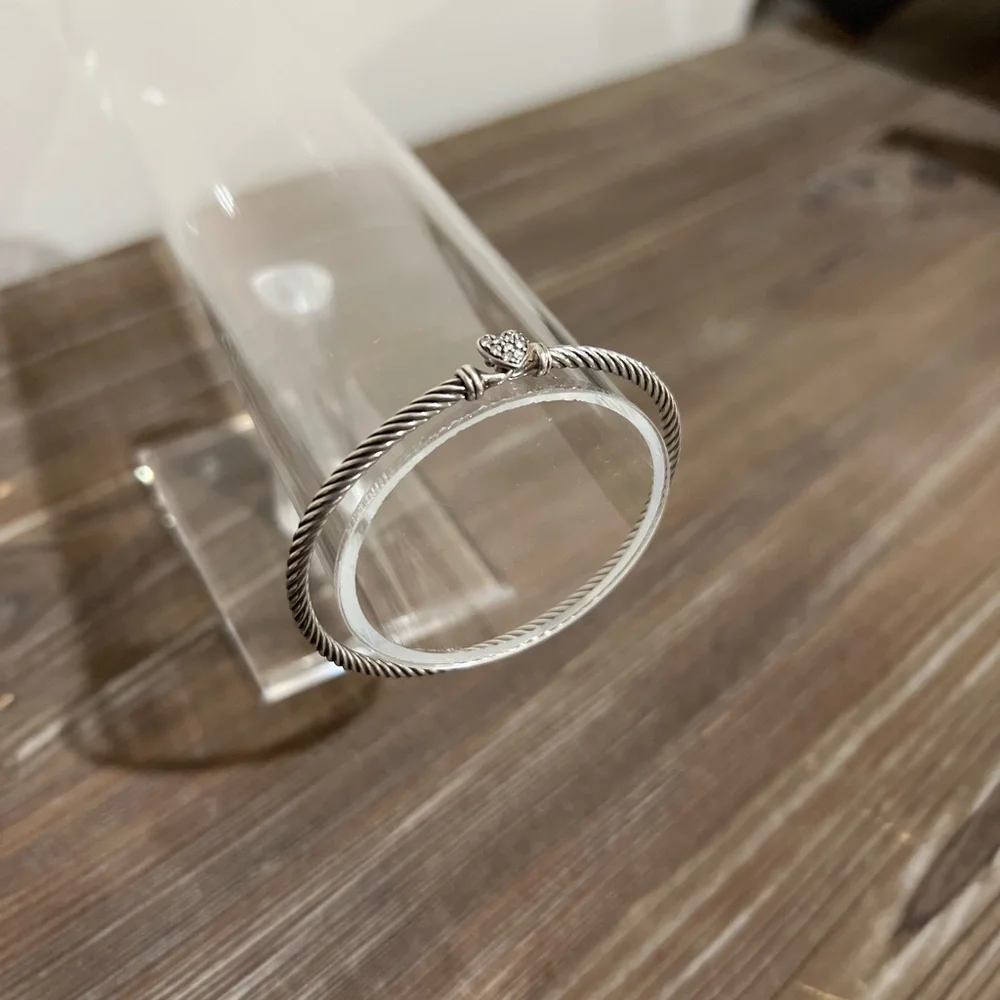 David Yurman Cable Collectibles® Heart Bracelet Sterling Silver w/Pavé Diamonds